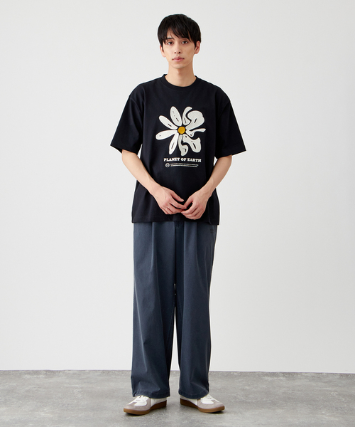 セール】【PLANET OF EARTH】フラワー エンブロイダリーTシャツ
