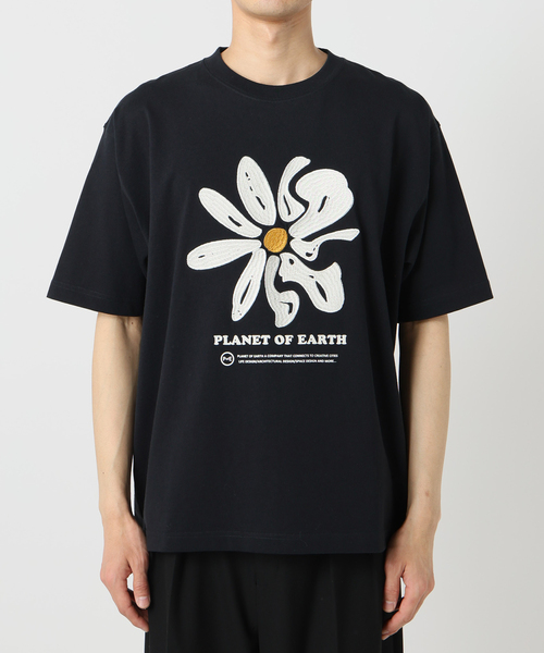 セール】【PLANET OF EARTH】フラワー エンブロイダリーTシャツ