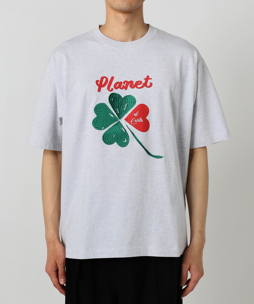 セール】【PLANET OF EARTH】フラワー エンブロイダリーTシャツ