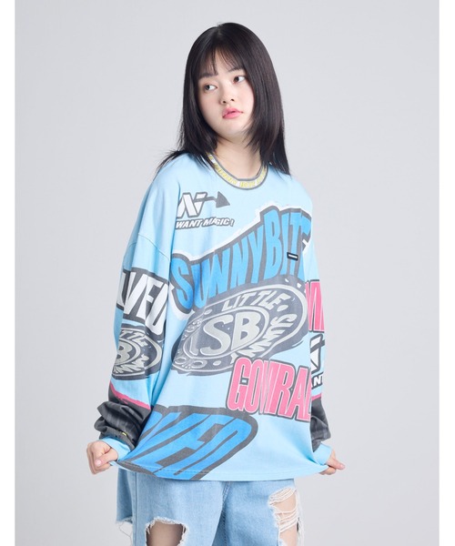 Little sunny bite（リトルサニーバイト）の「racer long tee（Tシャツ/カットソー・レディース・グリーン/ブラック/ブルー・SMALL/MEDIUM）」の3枚目の写真