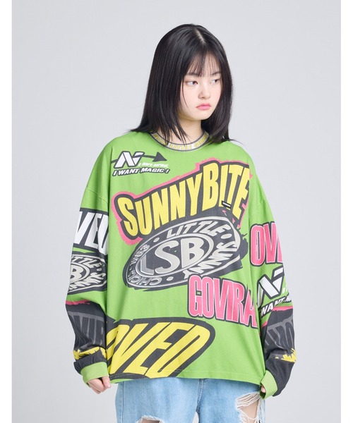Little sunny bite（リトルサニーバイト）の「racer long tee（Tシャツ/カットソー・レディース・グリーン/ブラック/ブルー・SMALL/MEDIUM）」の2枚目の写真