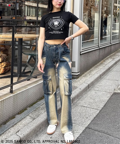 4GEEKS BY SPIRALGIRL（フォーギークスバイスパイラルガール）の「【Sanrio characters/サンリオキャラクターズ】クロミＴシャツ（Tシャツ/カットソー・レディース・ブラック・FREE）」の4枚目の写真