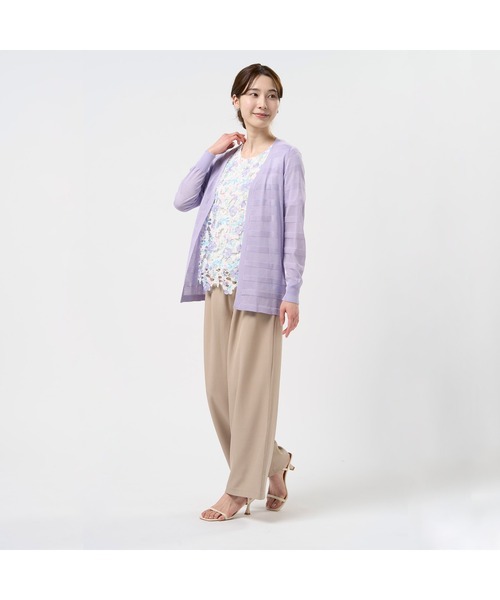 TOKYO SHIRTS(トウキョウシャツ)の「シャドーボーダー トッパーカーディガン(ニット/セーター・レディース・ラベンダー/ブラック・L/M)」の15枚目の写真