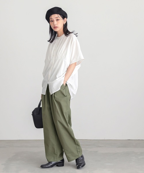 n'OrLABEL(ノアールレーベル)の「【機能素材】『綿麻混バレルレッグパンツ』(その他パンツ・レディース・カーキ/チャコール/ネイビー・2/1)」の21枚目の写真