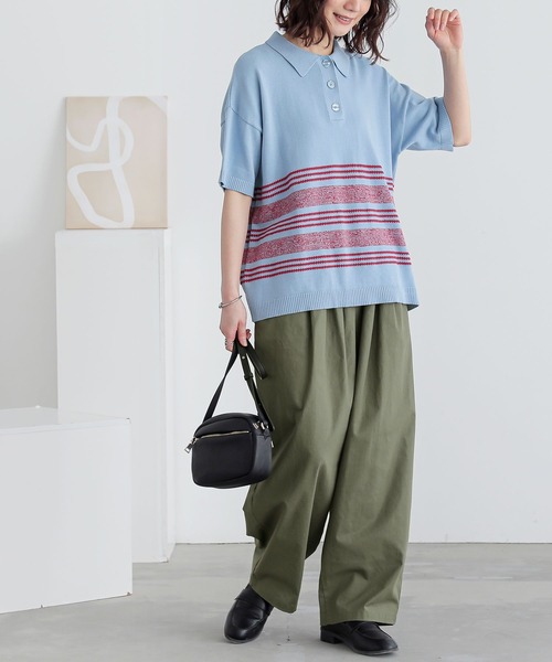 n'OrLABEL(ノアールレーベル)の「【機能素材】『綿麻混バレルレッグパンツ』(その他パンツ・レディース・カーキ/チャコール/ネイビー・2/1)」の13枚目の写真