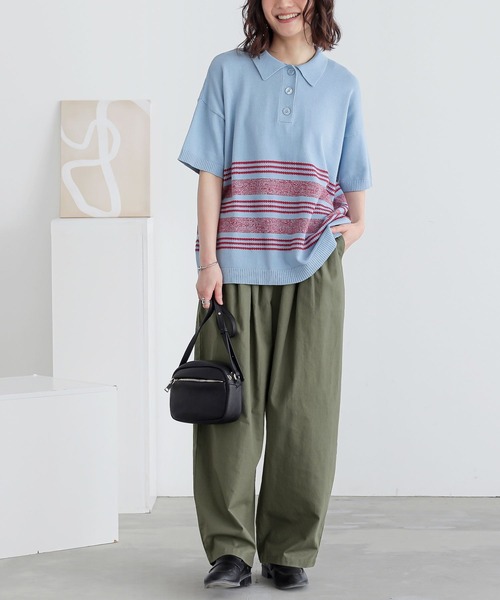 n'OrLABEL(ノアールレーベル)の「【機能素材】『綿麻混バレルレッグパンツ』(その他パンツ・レディース・カーキ/チャコール/ネイビー・2/1)」の14枚目の写真