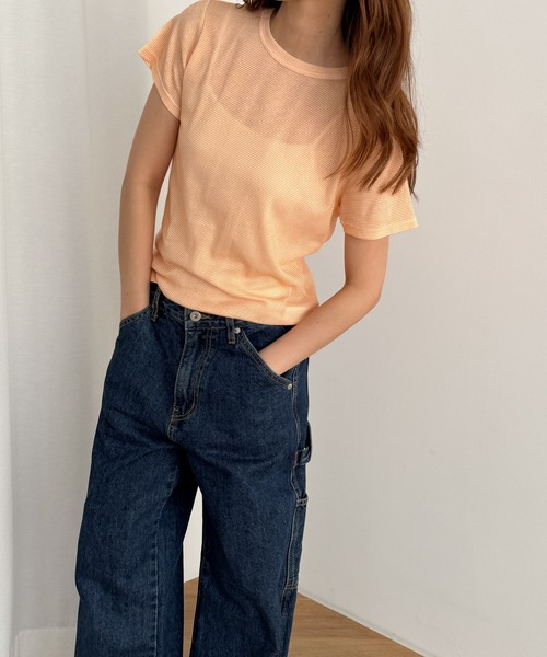 CANAL JEAN(キャナルジーン)の「Miller ライトパネルリブクルーTee(Tシャツ/カットソー・レディース・オレンジ系その他/ネイビー系・ONE SIZE)」の2枚目の写真