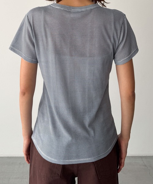 CANAL JEAN(キャナルジーン)の「Miller ライトパネルリブクルーTee(Tシャツ/カットソー・レディース・オレンジ系その他/ネイビー系・ONE SIZE)」の6枚目の写真