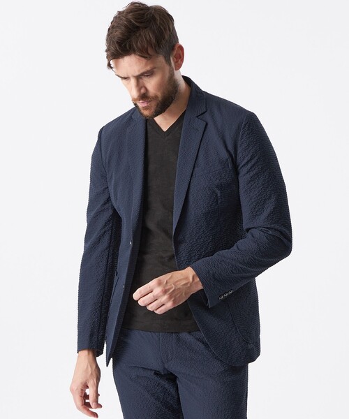 セール】【セットアップ対応】シアサッカージャケット（テーラード