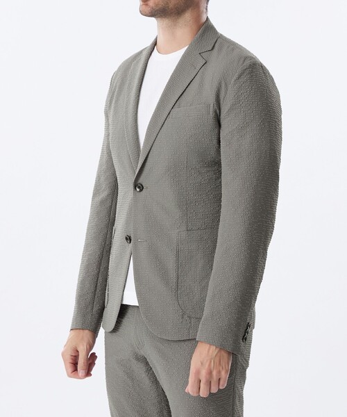 極美品 23SS エポカウォモ シアサッカー テーラードジャケットM 現行タグ セール】【セットアップ対応】シアサッカージャケット（テーラード