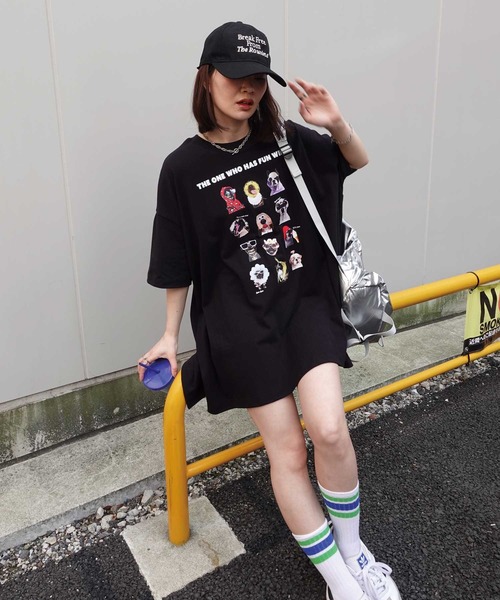 CORNERS（コーナーズ）の「ゆかいなワンコTシャツ（Tシャツ/カットソー・レディース・ホワイト/ブラック/ピンク/グリーン/グレイッシュベージュ・FREE）」の18枚目の写真