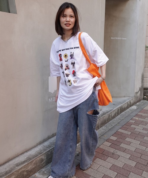 CORNERS（コーナーズ）の「ゆかいなワンコTシャツ（Tシャツ/カットソー・レディース・ホワイト/ブラック/ピンク/グリーン/グレイッシュベージュ・FREE）」の16枚目の写真