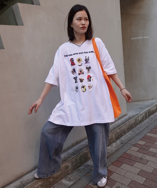 CORNERS（コーナーズ）の「ゆかいなワンコTシャツ（Tシャツ/カットソー・レディース・ホワイト/ブラック/ピンク/グリーン/グレイッシュベージュ・FREE）」の14枚目の写真