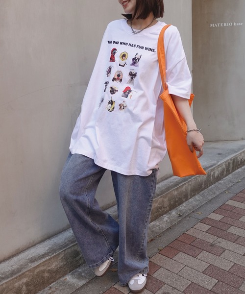 CORNERS（コーナーズ）の「ゆかいなワンコTシャツ（Tシャツ/カットソー・レディース・ホワイト/ブラック/ピンク/グリーン/グレイッシュベージュ・FREE）」の13枚目の写真