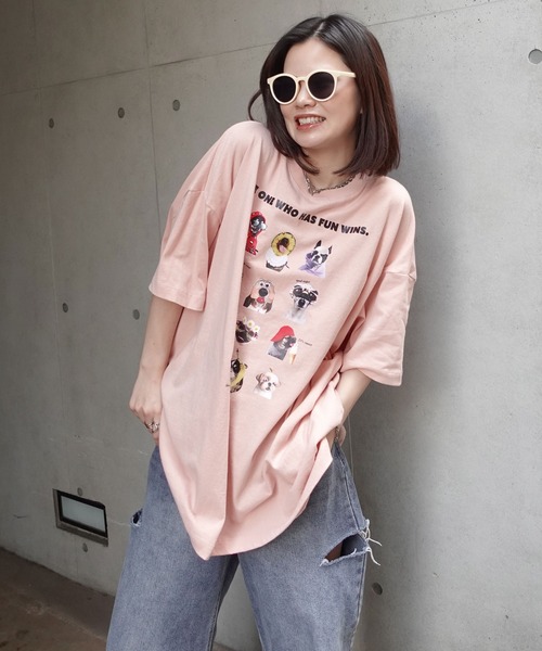 CORNERS（コーナーズ）の「ゆかいなワンコTシャツ（Tシャツ/カットソー・レディース・ホワイト/ブラック/ピンク/グリーン/グレイッシュベージュ・FREE）」の12枚目の写真