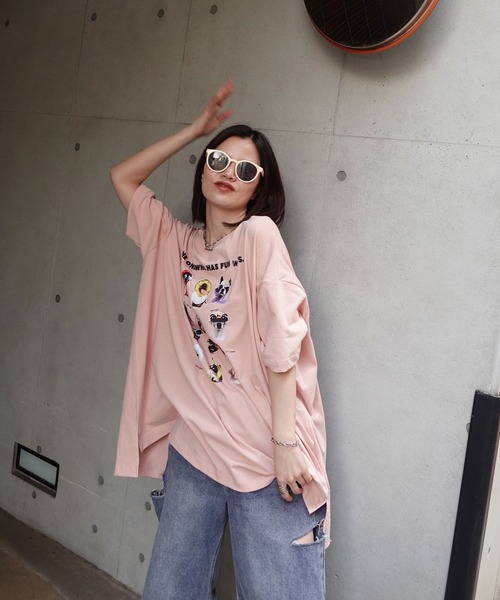 CORNERS（コーナーズ）の「ゆかいなワンコTシャツ（Tシャツ/カットソー・レディース・ホワイト/ブラック/ピンク/グリーン/グレイッシュベージュ・FREE）」の11枚目の写真