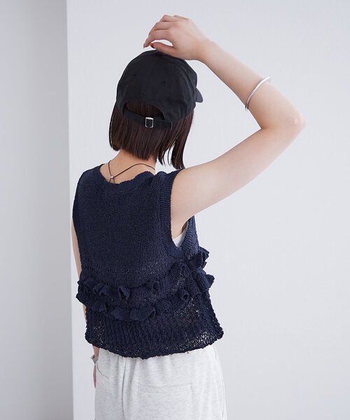 m*願様 ENFOLD フリルニットベスト　ブラック m*願様 ENFOLD フリルニットベスト ブラック ENFOLD(エンフォルド