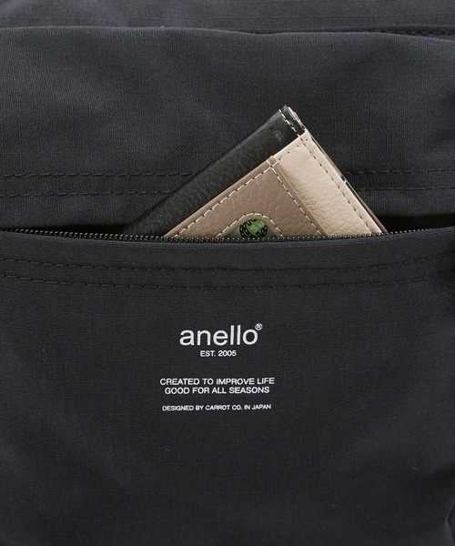 anello（アネロ）の「アネロ anello リップストップ杢調ポリ 縦型ショルダーバッグ AT-H1812（ショルダーバッグ・レディース・ネイビー/グリーン・FREE）」の13枚目の写真