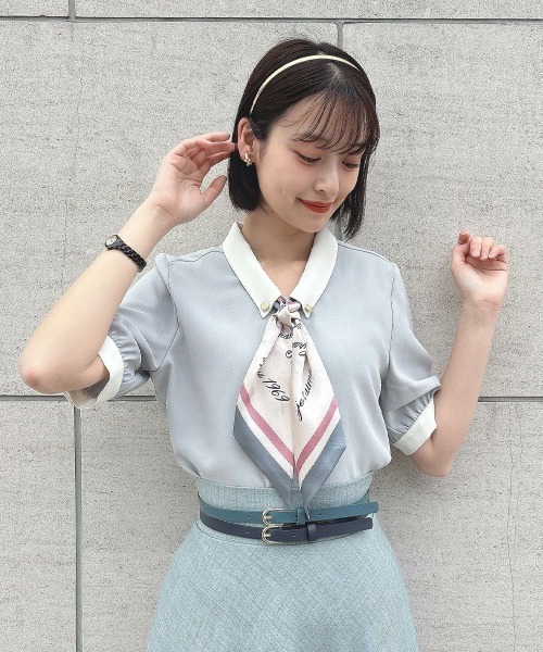 ロゴラインスカーフ付き5分袖シャツ/an another angelus an another angelus（アンアナザーアンジェラス）の「ロゴライン