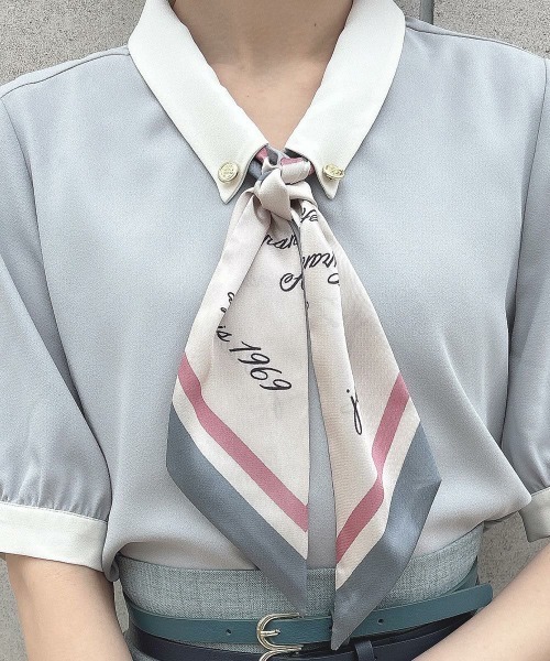 ロゴラインスカーフ付きシャツ/an another angelus ロゴラインスカーフ付き5分袖シャツ 夏服（シャツ/ブラウス）｜an