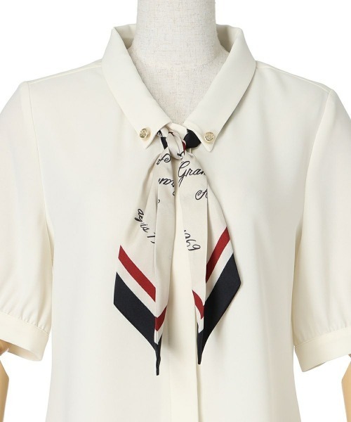 ロゴラインスカーフ付き5分袖シャツ 夏服（シャツ/ブラウス