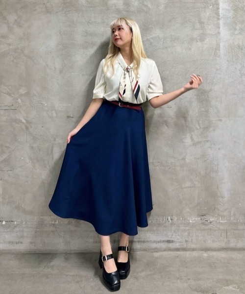 ロゴラインスカーフ付き5分袖シャツ 夏服（シャツ/ブラウス