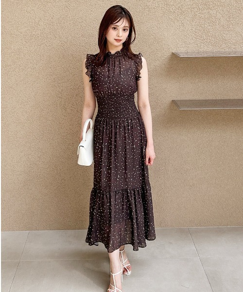 snidel スナイデル ロング丈 ノースリーブ ワンピース ブラウン 1 M SNIDEL 【SALE50%OFF】【即納】 スナイデル ワンピース 24秋冬