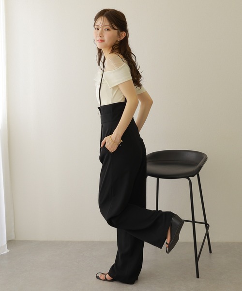 LAULEN(ローレン)の「thin strap salopette /ハイウエストセンタープレスサスペンダーパンツ(その他パンツ・レディース・チャコールグレー/ブラック・M/S)」の11枚目の写真