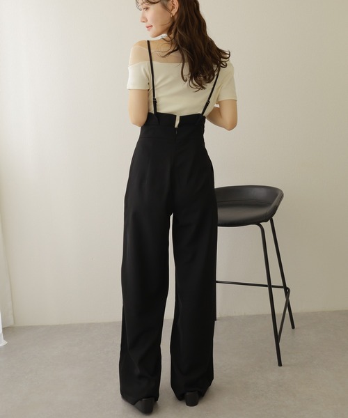LAULEN(ローレン)の「thin strap salopette /ハイウエストセンタープレスサスペンダーパンツ(その他パンツ・レディース・チャコールグレー/ブラック・M/S)」の12枚目の写真