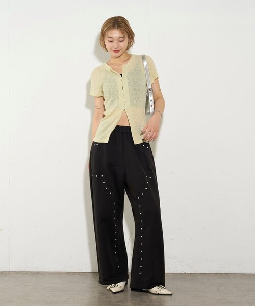 WHO'S WHO gallery（フーズフーギャラリー）の「シアーナロー半袖カーディガン（カーディガン/ボレロ・レディース・イエロー/オフホワイト/グレー/ブラック・FREE）」の21枚目の写真
