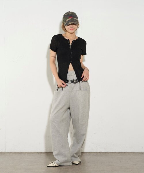 WHO'S WHO gallery（フーズフーギャラリー）の「シアーナロー半袖カーディガン（カーディガン/ボレロ・レディース・イエロー/オフホワイト/グレー/ブラック・FREE）」の14枚目の写真