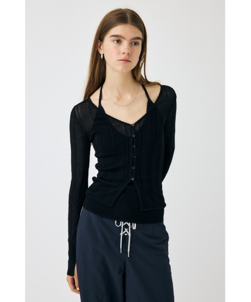 MOUSSY(マウジー)の「SHEER CABLE カーディガン(カーディガン/ボレロ・レディース・ホワイト/レッド/ブラック・FREE)」の14枚目の写真