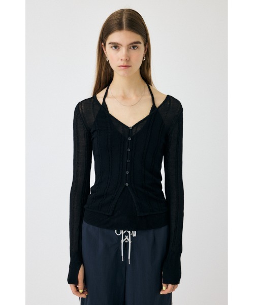 MOUSSY(マウジー)の「SHEER CABLE カーディガン(カーディガン/ボレロ・レディース・ホワイト/レッド/ブラック・FREE)」の13枚目の写真