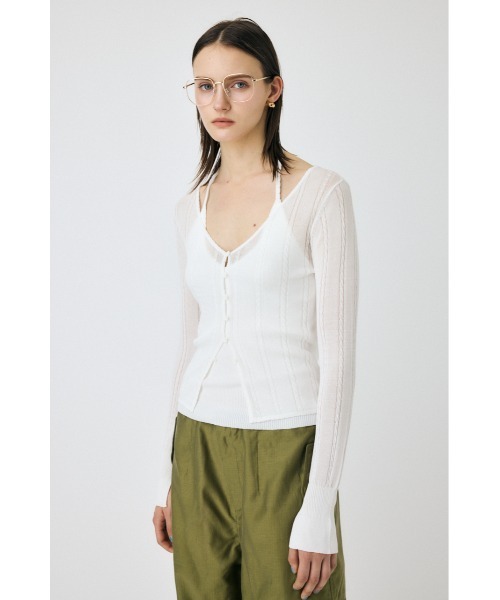 MOUSSY(マウジー)の「SHEER CABLE カーディガン(カーディガン/ボレロ・レディース・ホワイト/レッド/ブラック・FREE)」の22枚目の写真