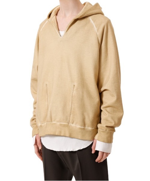 VEIN (ヴェイン)の「ジャンベルカテリー コールドダイド スリットフーディー / JUMBERCA TERRY COLD DYED SLIT HOODIE(パーカー・メンズ・グレー/ライトイエロー・3/2/1)」の4枚目の写真