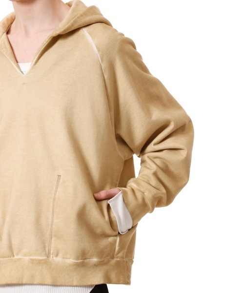 VEIN (ヴェイン)の「ジャンベルカテリー コールドダイド スリットフーディー / JUMBERCA TERRY COLD DYED SLIT HOODIE(パーカー・メンズ・グレー/ライトイエロー・3/2/1)」の6枚目の写真