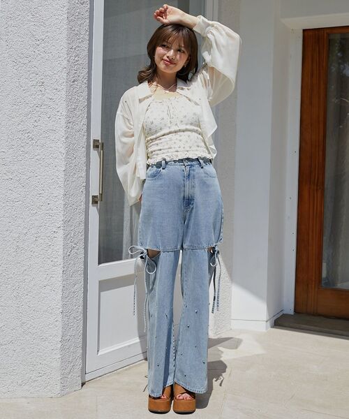 MAJESTIC LEGON（マジェスティックレゴン）の「キラキラドロストシアーシャツ（シャツ/ブラウス・レディース・アイボリー/ライトブルー/チャコールグレー/ピンク・MEDIUM）」の5枚目の写真