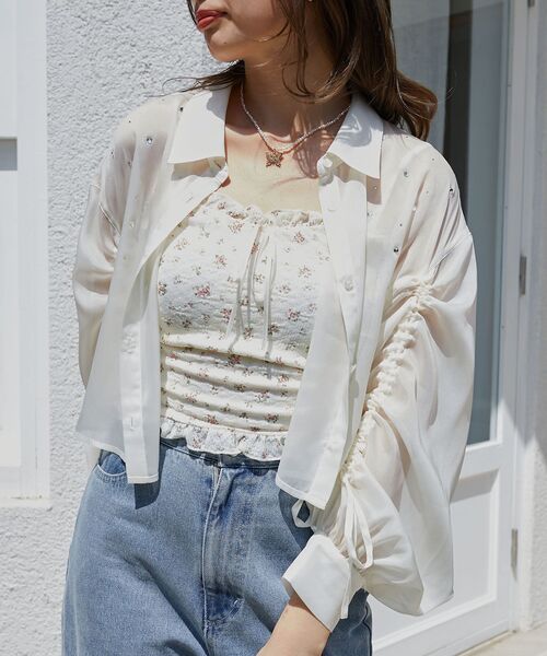 MAJESTIC LEGON（マジェスティックレゴン）の「キラキラドロストシアーシャツ（シャツ/ブラウス・レディース・アイボリー/ライトブルー/チャコールグレー/ピンク・MEDIUM）」の8枚目の写真