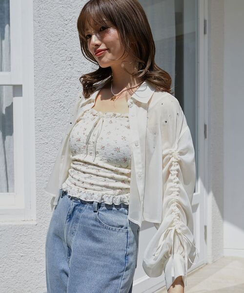 MAJESTIC LEGON（マジェスティックレゴン）の「キラキラドロストシアーシャツ（シャツ/ブラウス・レディース・アイボリー/ライトブルー/チャコールグレー/ピンク・MEDIUM）」の9枚目の写真