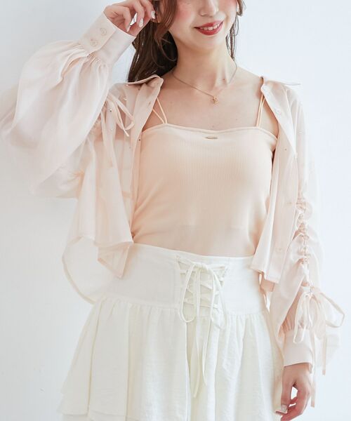 MAJESTIC LEGON（マジェスティックレゴン）の「キラキラドロストシアーシャツ（シャツ/ブラウス・レディース・アイボリー/ライトブルー/チャコールグレー/ピンク・MEDIUM）」の15枚目の写真