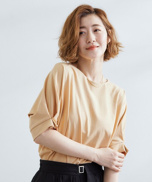 grove（グローブ）の「【UVカット/ひんやり/二の腕カバー】タックドルマンプルオーバー（Tシャツ/カットソー・レディース・ブラック/オフホワイト/グレー/ブルー/ライトイエロー系・02/03/01/05/04）」の18枚目の写真