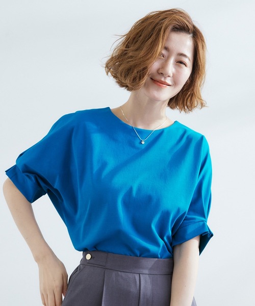 grove（グローブ）の「【UVカット/ひんやり/二の腕カバー】タックドルマンプルオーバー（Tシャツ/カットソー・レディース・ブラック/オフホワイト/グレー/ブルー/ライトイエロー系・02/03/01/05/04）」の4枚目の写真