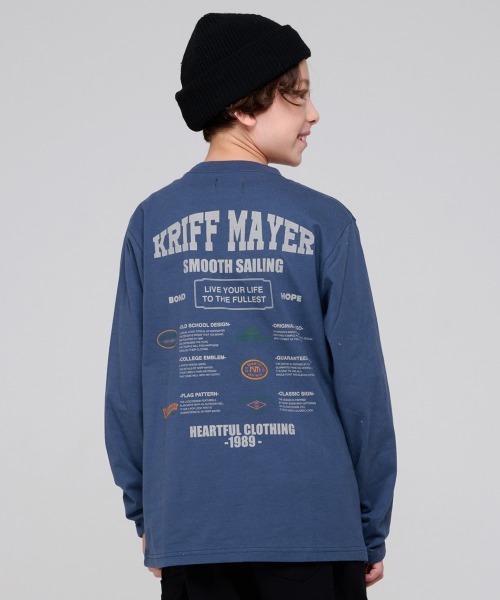 KRIFF MAYER Kid's Collection（クリフメイヤーキッズコレクション）の「【綿100％】外遊びイラストロンT(ロゴ)（Tシャツ/カットソー・キッズ・ブラック/グレー/オフホワイト/ブルー/ライトグリーン/オレンジ・120/130/140/150/160/170）」の5枚目の写真