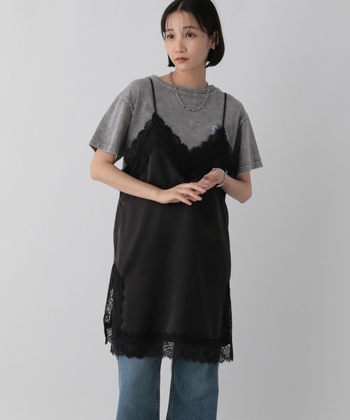 d.i.a. ダイヤ 正規店　ビーズ装飾付き黒キャミソール セール】ランジェリーキャミCH 572465（キャミソール）｜LOWRYS FARM