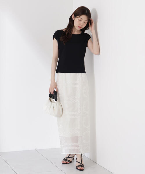 PROPORTION BODY DRESSING(プロポーションボディドレッシング)の「シアーパネルレーススカート / 1215220705(スカート・レディース・ホワイト/ブルー・MEDIUM/P/S)」の1枚目の写真