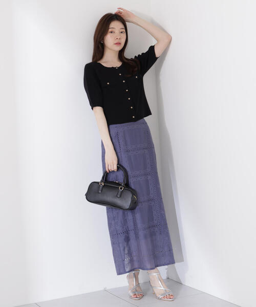 PROPORTION BODY DRESSING(プロポーションボディドレッシング)の「シアーパネルレーススカート / 1215220705(スカート・レディース・ホワイト/ブルー・MEDIUM/P/S)」の2枚目の写真