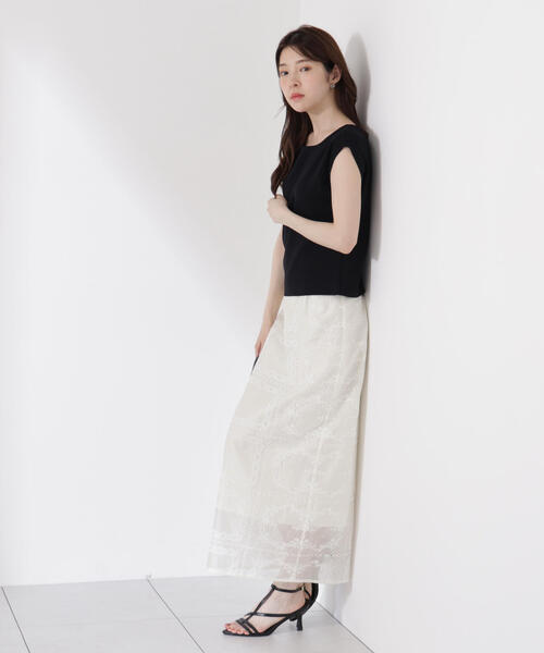 PROPORTION BODY DRESSING(プロポーションボディドレッシング)の「シアーパネルレーススカート / 1215220705(スカート・レディース・ホワイト/ブルー・MEDIUM/P/S)」の4枚目の写真