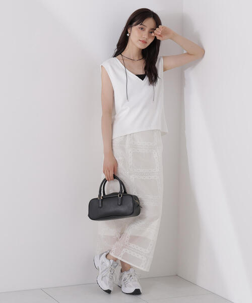 PROPORTION BODY DRESSING(プロポーションボディドレッシング)の「シアーパネルレーススカート / 1215220705(スカート・レディース・ホワイト/ブルー・MEDIUM/P/S)」の8枚目の写真