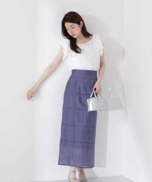 PROPORTION BODY DRESSING(プロポーションボディドレッシング)の「シアーパネルレーススカート / 1215220705(スカート・レディース・ホワイト/ブルー・MEDIUM/P/S)」の20枚目の写真