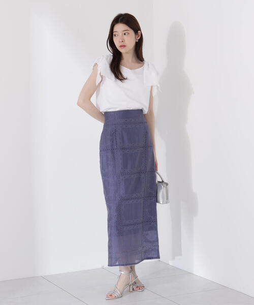 PROPORTION BODY DRESSING(プロポーションボディドレッシング)の「シアーパネルレーススカート / 1215220705(スカート・レディース・ホワイト/ブルー・MEDIUM/P/S)」の21枚目の写真